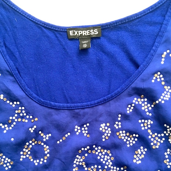 4/$10 Express Beaded Tank Top Cobalt Blue Size XS, Excellent Condition, - Picture 3 of 3